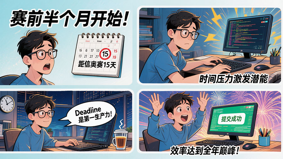 最后的冲刺：为什么信奥赛前半个月是全年编程效率的巅峰