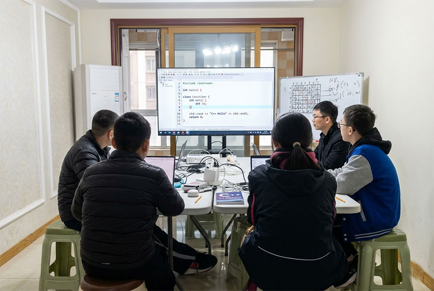 淮安大学C++教学在上课。
